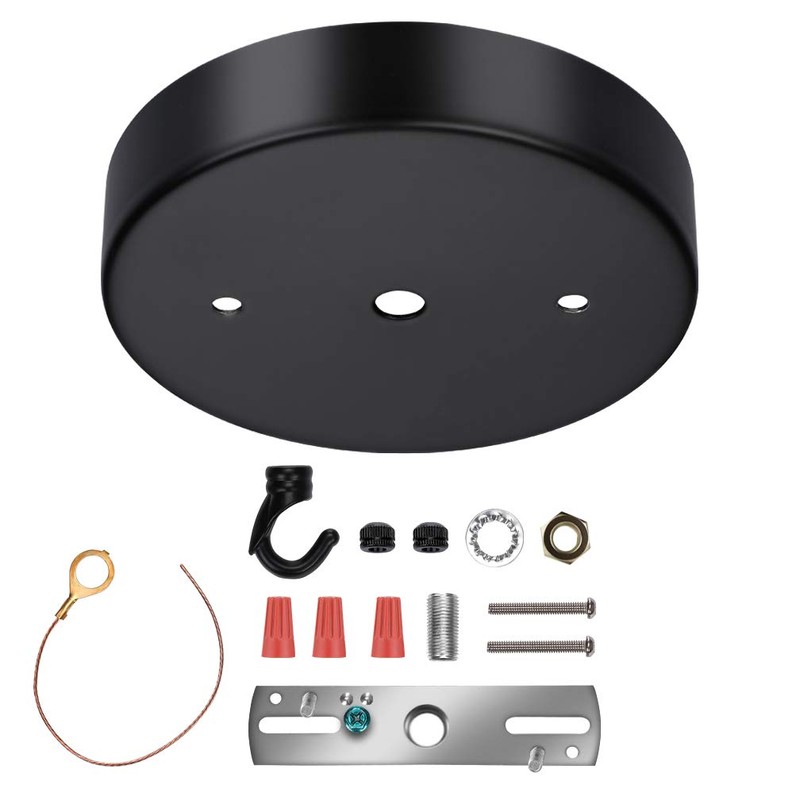 ZOOSSI 5 Inches Steel Light Canopy Kit, Black Ceiling Canopy