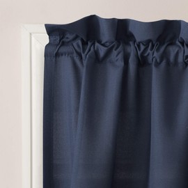 No. 918 Martine Microfiber Semi-Sheer Rod Pocket Kitchen Curtain Valance and Tiers Set, 54" x 36", Navy Blue
