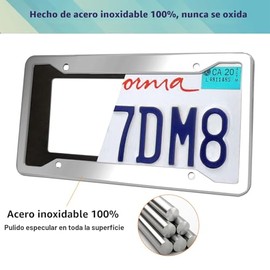 Marcos de matrícula de acero inoxidable, paquete de 2 soportes para placa de automóvil pulido con espejo, con tornillos, tapas cromadas, marco de metal resistente a la corrosión para la parte