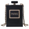 QZUnique Women's Acrylic Paris Perfume Bottle Shaped Clutch Bag Chain