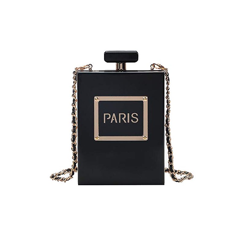 QZUnique Women's Acrylic Paris Perfume Bottle Shaped Clutch Bag Chain
