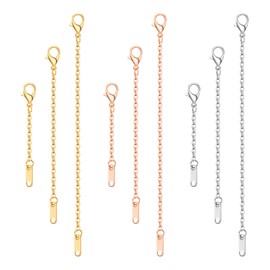 9-Teiliges Set Kettenverlängerung Gold, Verlängerungskette Silber in Gold Silber und Roségold mit Karabinerhaken, Drei Längen O-Ring Design für Halsketten Armbändern und DIY Schmuck