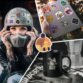 50Pcs Classic Rock Music Stickers for Water Bottle, Vinyl Band Stickers for Adults, Music Lovers Gifts for Laptop, Guitar,Piano,Helmet,Skateboard,Luggage Graffiti Decals