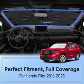 Windshield Sun Shade Umbrella for Honda Pilot 2016-2025, Foldable Sunshade for Car Front Window, 360 Rotation Automotive Interior UV Protection for Outdoor Parking, Keep Car Cool