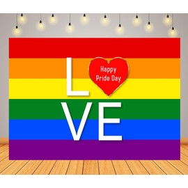 CORFOTO 5x3ft Fabric Happy Pride Day Backdrop Pride Rainbow Photography Background Parade Rainbow Party Birthday Graduation Bridal Shower Wedding Engagement Decorations