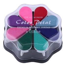 YPSelected 8 Assorted Multi Colours Waterdrop Shaped Craft Rubber Stamps Ink Pads for Paper Wood Fabric (Set 1003)