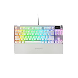 SteelSeries Apex 7 TKL Compact Mechanical Gaming Keyboard – OLED Smart Display – USB Passthrough and Media Controls – Linear and Quiet – RGB Backlit (Red Switch) - Ghost (Renewed)