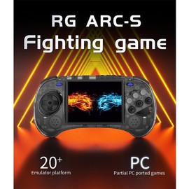 RG ARC S - Consola de juegos portátil de video retro RK3566 - Reproductor de juegos de 64 bits, visualización IPS de 4 pulgadas, con batería de 128 GB, 3500 mAh (negro)
