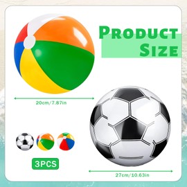 KSVFTB Beach Ball, 3-Piece Inflatable Beach Balls Set, Includes Beach Football and Colorful Beach Balls Inflatable, 30cm and 27cm Diameter, Perfect for Beach Vacation, Pool Party, and Water Sports