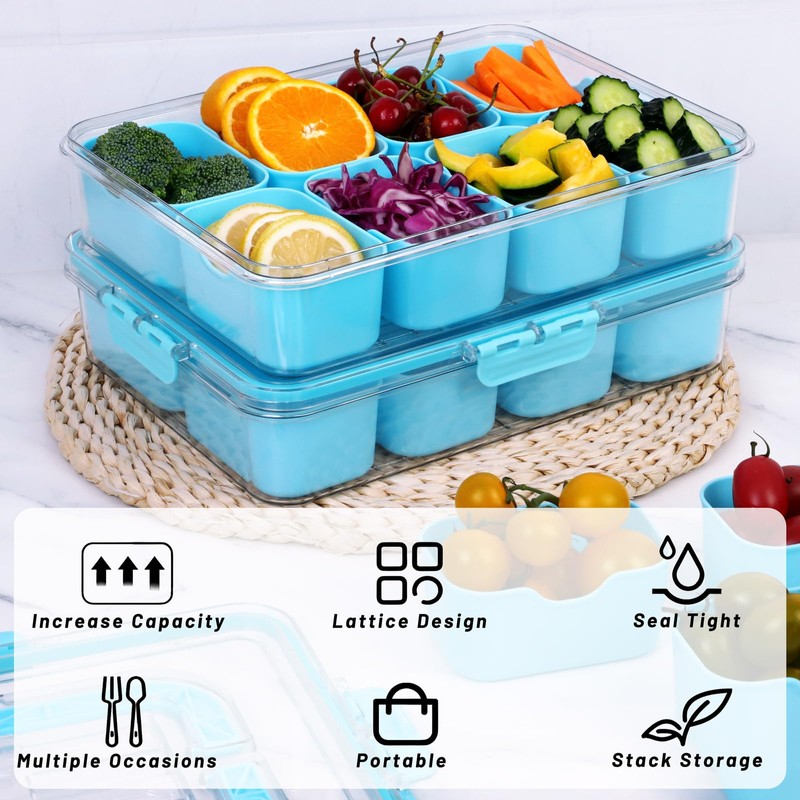 WETRBWEH Snack Box Container with Insulated Cooler Bag, Divided Serving