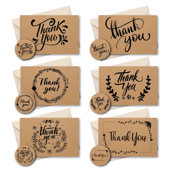 SIMPLY GIFTED Thank You Cards Multipack of 24 with Envelopes