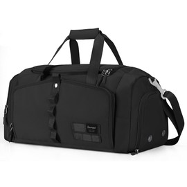 YOUNGOA Gym Bag, Small Sports Duffle Bag with Shoe Compartment, 25L Mens Womens Holdall Overnight Weekend Duffel Bag for Sport, Travel, Black