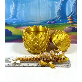 3D Printed Articulated Baby Dragon, 6" Pink and White Cherry Blossom Baby Dragon, Fidget ADHD Toy BD004-GOLD