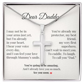 IPINK-To My Daddy Necklace from Baby Bump – Stainless Steel Chain for First Time Dad – Gift from Unborn Baby for Pregnancy Reveal