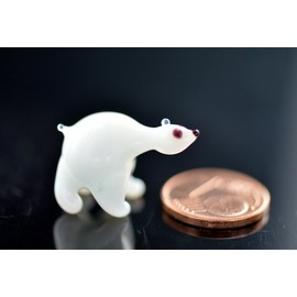 Polar Bear Mini Figurine Glass Small Polar Bear White Glass Figurine Miniature Glass Animal Decorative Display Case