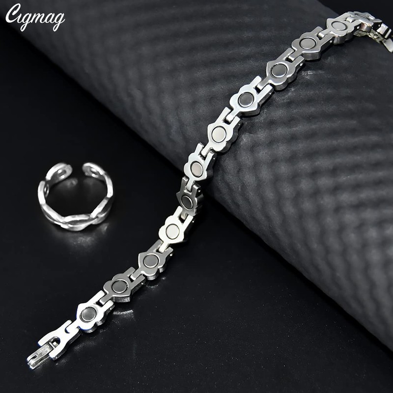 Cigmag Lymphatic Drainage Magnetic Bracelet for Women Titanium Steel Adjustable