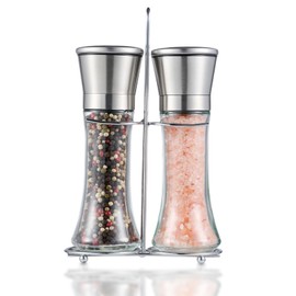 Pepper Grinder 2pcs Stainless Steel Refillable Salt and Pepper grinder with stand