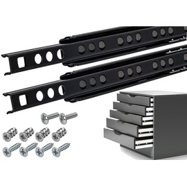 Neuhall Drawer Runners 278 mm Nut Height 17 mm Black (Set of 2) Drawer Runners for Drawers Runners for Drawers Partial Extension Including Screw Set