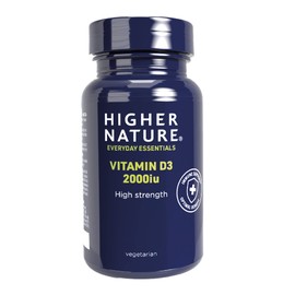 Higher Nature - High Strength - Vitamin D3 2000iu - Immune System Support - Bone & Muscle Support - Vegetarian Friendly - 120 Capsules