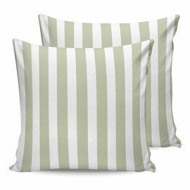 Outdoor Waterproof Throw Pillow Covers Set of 2 Sage Green Stripes Decorative Pillowcases Square Outdoor Pillows Cushion Case 18x18 Inch Simple Style Patio Pillows for Couch Sofa Bed Garden