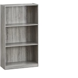 Furinno Basic 3-Tier Bookcase Storage Shelves, French Oak Grey