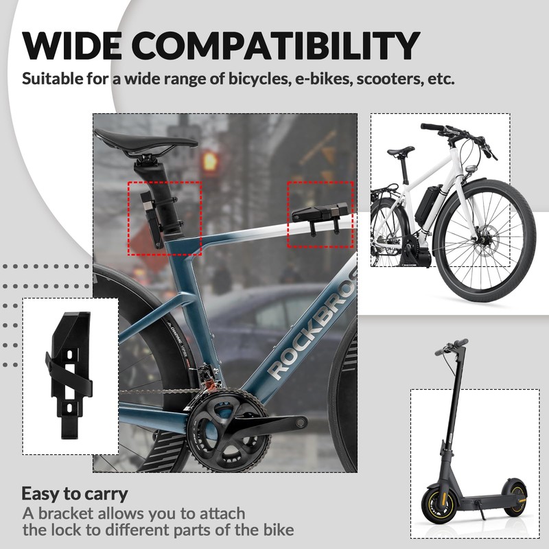 ROCKBROS Foldable Bicycle Lock Anti-Theft Folding Lock with Holder Key