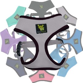 EcoBark Dog Harness - Eco-Friendly Max Comfort Harnesses - Luxurious Soft Mesh Halter - Over The Head Harness Vest- No Pull and No Choke for Large, XL, and XXL Dogs (XL, Gray)