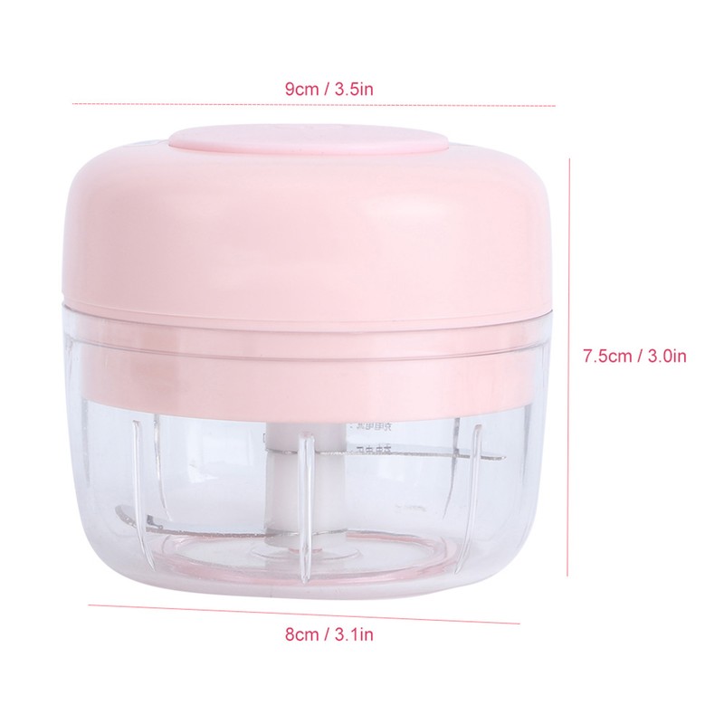 100ML Pink Garlic Grater USB Charging Electric Garlic Crusher Pressing