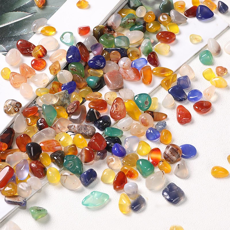 100G Mixed Agate Tumbled Stones - Decorative Gravel Crystals Bulk