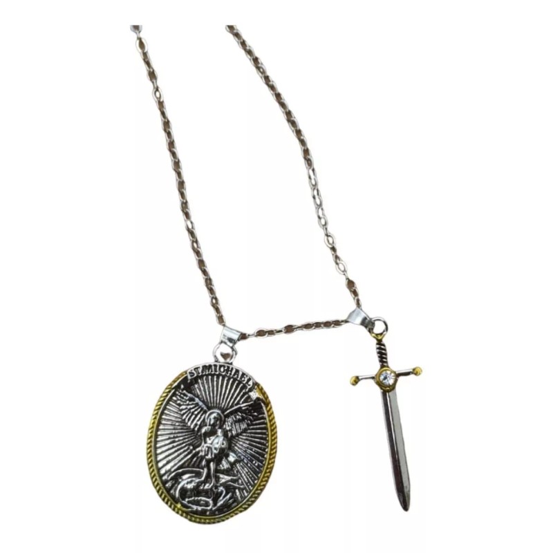 Jextech Collar Con Colgante San Miguel Arcangel Y Espada Protector