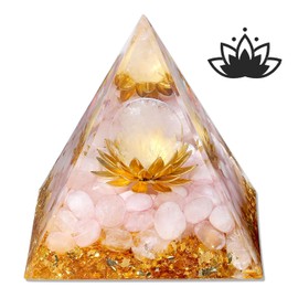 XIANNVXI Rose Quartz Healing Gemstone Tower,Orgonite Orgone Tower,Lotus Flower Positive Energy Crystal Tower,Pink Small Gifts for Women