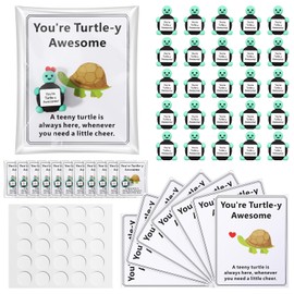 Gejoy 25 Set Inspirational Turtle Gifts Bulk Include Positive Turtle, Motivational Card, Package Bag, Glue Point, You're Turtley Awesome Gifts for Employee Coworker Staff Teacher Team Friends