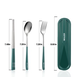 Juego de cubiertos de viaje premium, cubiertos de viaje, acero inoxidable 18/8, juego de cubiertos reutilizables, juego de cubiertos de viaje con caja, juego de cubiertos portátiles, juego de cubiertos, lonchera y juego de cubiertos de camping