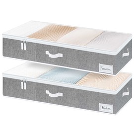 StorageWorks Extra Large Under Bed Storage Containers with Handles and Label Holder, 2 Pack Ultra-thick Fabric Underbed Bins, Closet Organizer for Clothes, Blankets, Sweater