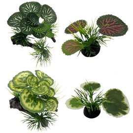MEISO 4 Pezzi Piante Finte per Acquario - Piante Ornamentali in Plastica, Decorazione per Pesci Rossi, Casa e l'Ufficio