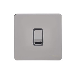 Schneider Electric Ultimate Screwless Flat Plate - Single Intermediate 2 Way Light Switch, 16AX, GU1414BBN, Black Nickel with Black Insert
