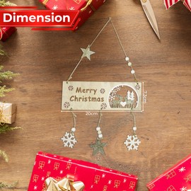 Trimming Shop Wooden Christmas Decorations, Merry Christmas Plaque Door Hanging Sign, Xmas Snowflakes Reindeer Gold Glitter Star Ornaments for Ceiling Window Home Room Indoor Outdoor Decorations