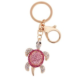 JTTBIGV Cute Animal BlingBling Crystals Keychain Animal Charm Keyring Car Bag Wallet Purse Handbags Cars Key Pendant Decor (Pink Turtle)