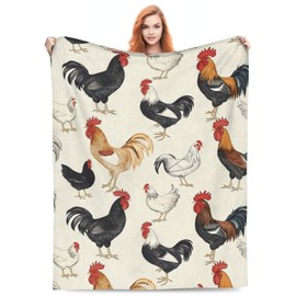 Turamurra Cute Chicken Printed Blanket Gifts for Adults Kids Soft Warm Lightweight Cozy Funny Colorful Rooster Hen Throw Blankets for Bed Sofa Living Room Couch Home Decor 50"x60"