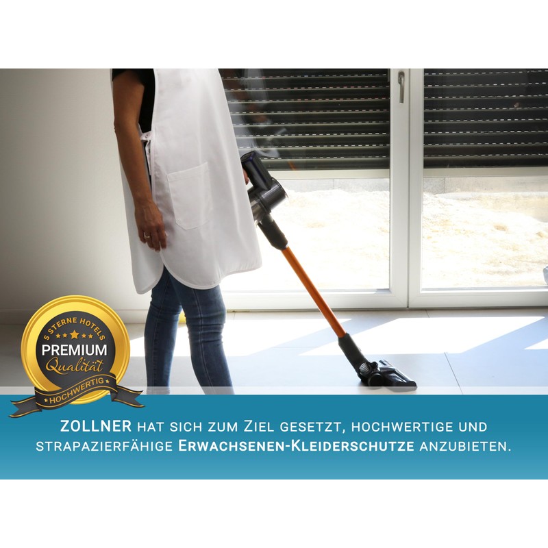 ZOLLNER Throw Apron – Durable Clothing Protector in White –