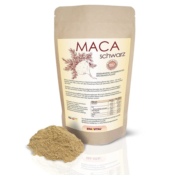 Black Maca Root Powder Extrudate (Extract) Geled 300 g Powder Vegan Original Junin Peru Easy to Digest