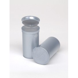W Gallery 225 Silver Vials - 19 DRAM Pop Top Bottle - Airtight Smell Proof Containers - Medical Grade Plastic Prescription Bottles for Pills Herbs Flowers Supplements, Bulk Pack, Not Glass Jars