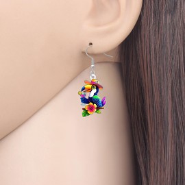 BAMAY Acrylic Cute Toucan Bird Earrings Tropical Floral Margarita Cocktail Glass Dangle Flower Summer Jewelry Bird Lover Gifts for Women Mom (Colorful)