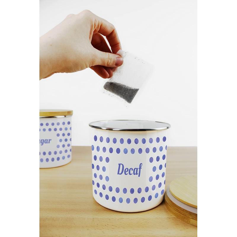 Purely Home Indigo Polka Dots Spots Tea Canister - White