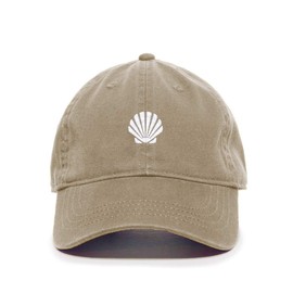 Tech Design Seashell Baseball Cap Embroidered Cotton Adjustable Dad Hat Khaki
