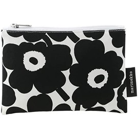 Marimekko 071296 190 Mini UNIKKO Cosmetic Pouch, 8.3 x 5.5 inches (21 x 14 cm), Black x White, Makeup Pouch, Small Items, Floral Pattern, White, Black, No Gusset, Black