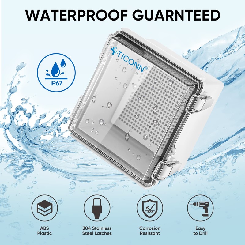 TICONN Waterproof Electrical Junction Box IP67 ABS Plastic Enclosure with