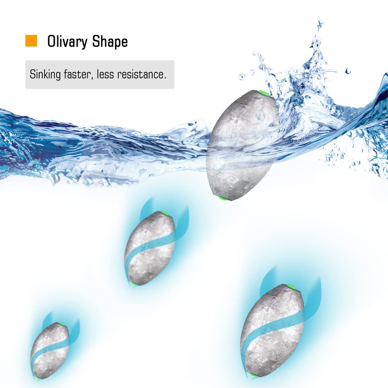 Atibin Removable Egg Lead Fishing Sinkers Saltwater Fishing Oval Sinkers