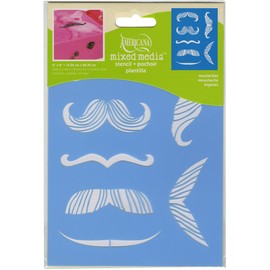 Americana Decor Moustaches Mixed Media Stencil, Blue, 15 x 21 x 0.3 cm