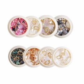 CRSHIP Nail Parts, Metal Parts, Gel Nail, Resin, UV Resin Accessory Jewelry Parts, Case Set (Shells, Set of 8)